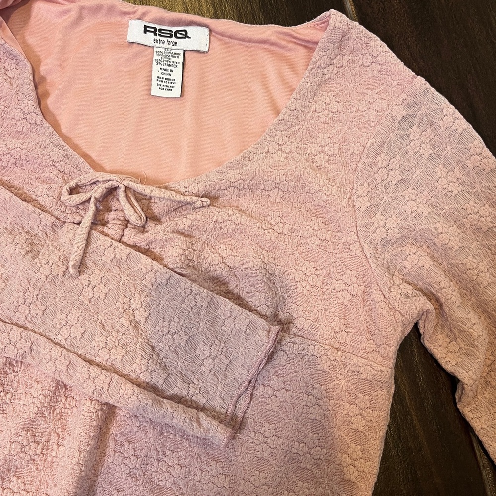 RSQ Blush Lace Long Sleeve Top